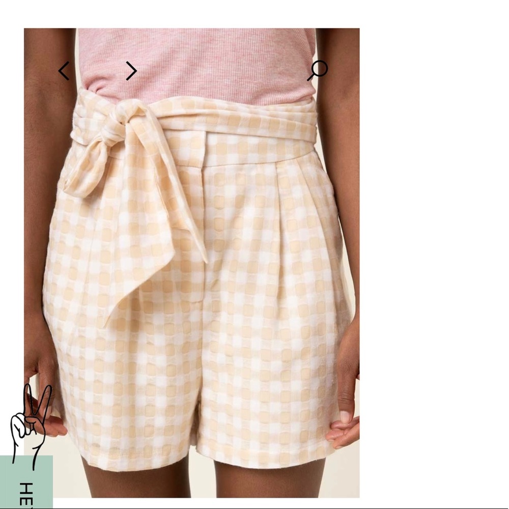 FRNCH Davina Gingham Short in beige / white XS